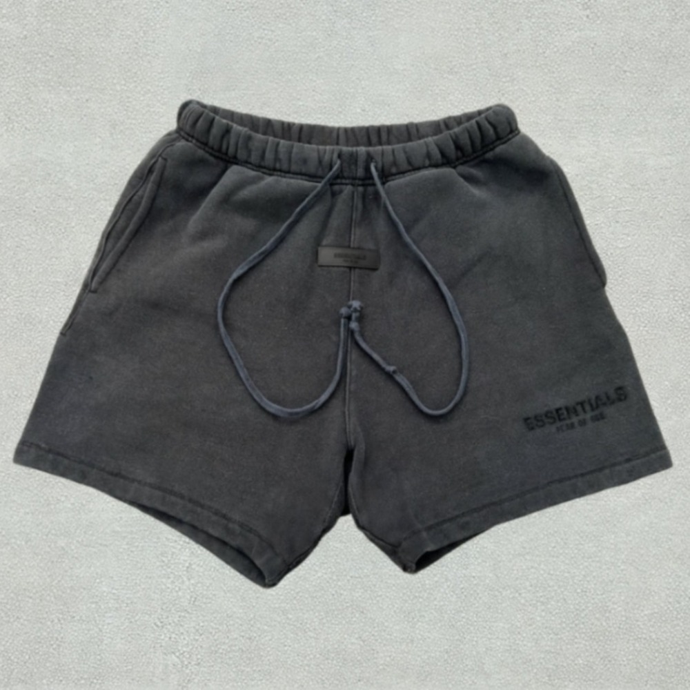Fear of God Essentials Fleece Sweat Shorts Mens XS Washed Black Drawstring